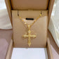 Exquisite Gold Color Stainless Steel Inlaid Crystal Cross Pendant Necklace for Women Men Luxury Full of Zircon Chokers Jewelry