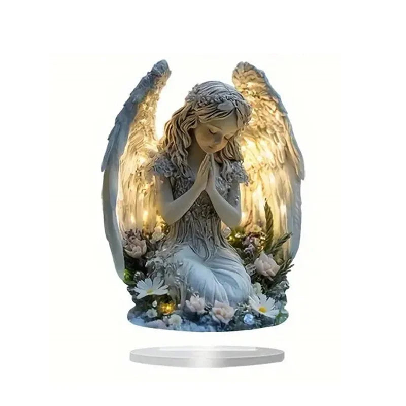 Radiant Praying Angel Statue  A Calming And Warm Desktop Decoration The Perfect Gift For Your Home Office Or Cafe Decor