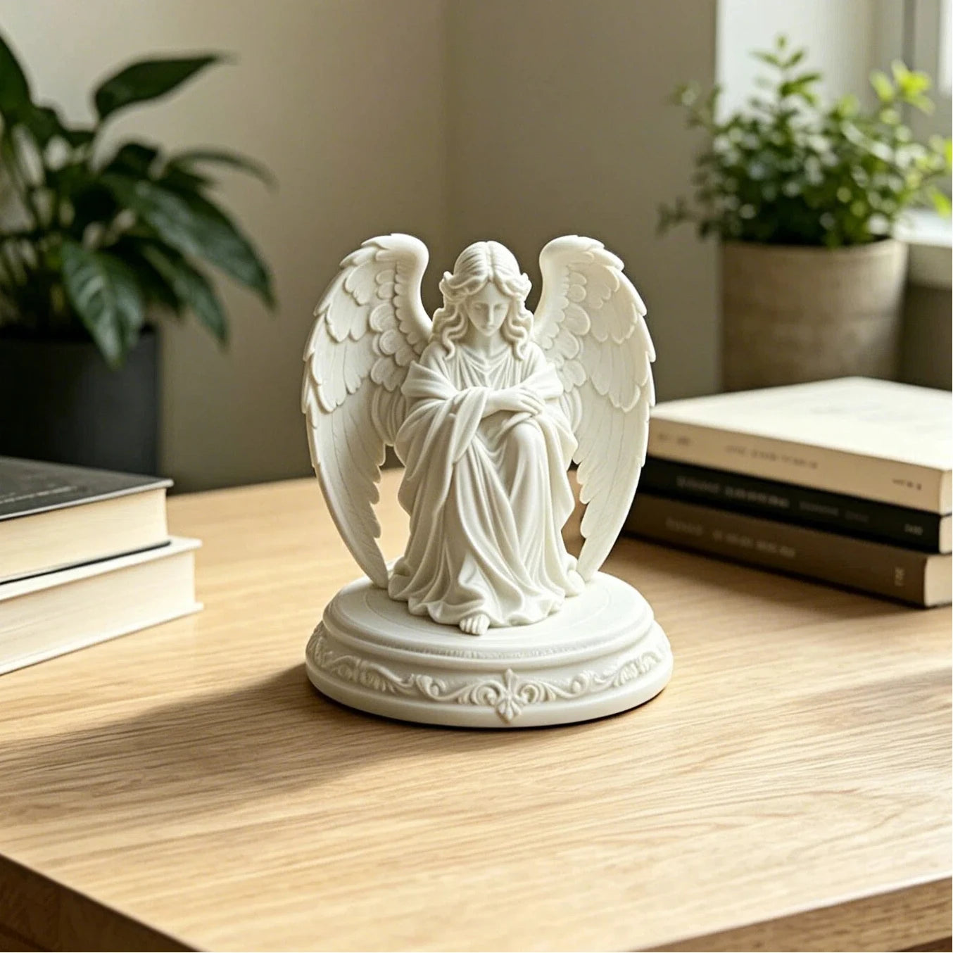 Sitting Angel Figurine, Exquisite Guardian Angel Sculpture for Home Decor, Aesthetic Room Desktop Ornament, Perfect  Gift