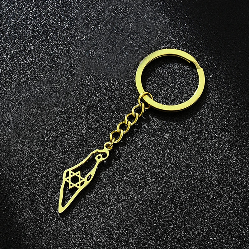Israel Hexagram Map Pendant Necklace Country Geometry Stainless Steel Chain Necklaces for Women Jewelry Gift Souvenir Wholesale