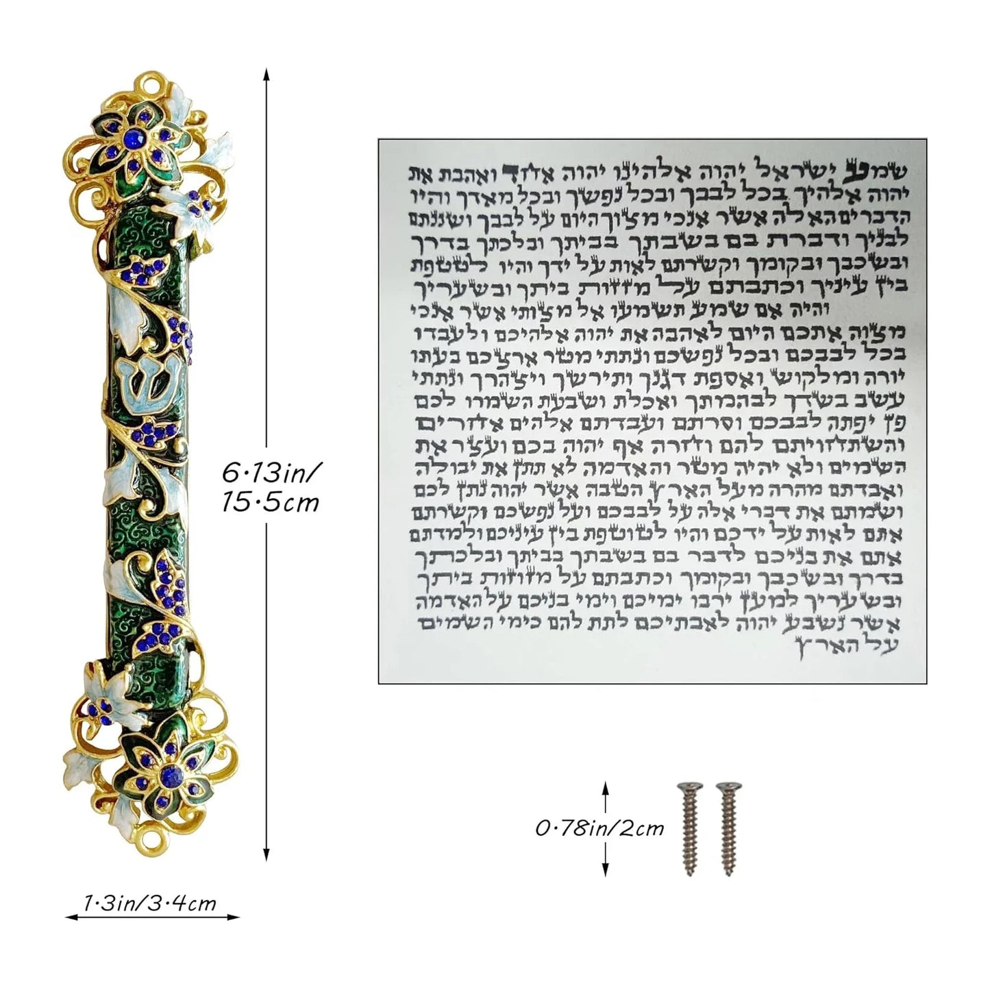 Hand Painted Door Mezuzah Ornament with Screw Zinc Alloy Jewish Mezuzah Case Cover Delicate Embellished Door Wall Hanukkah Decor
