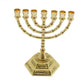 7 Branch Menorah Candle Holder Jerusalem Temple 12 Tribes of Israel Menorah with Aaron Rod Manna Vessel and Tablets 5.11-inch