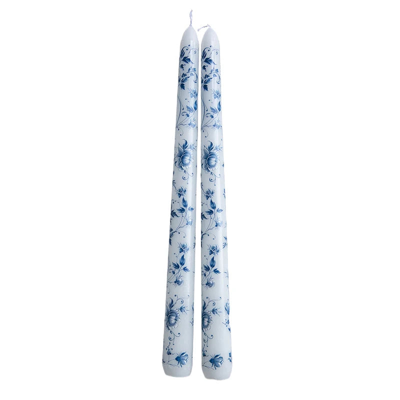2pcs/set Scented Candles Chinese Hand-painted Blue And White Porcelain Long Candle Soy Wax Candles Party Wedding Home Decor