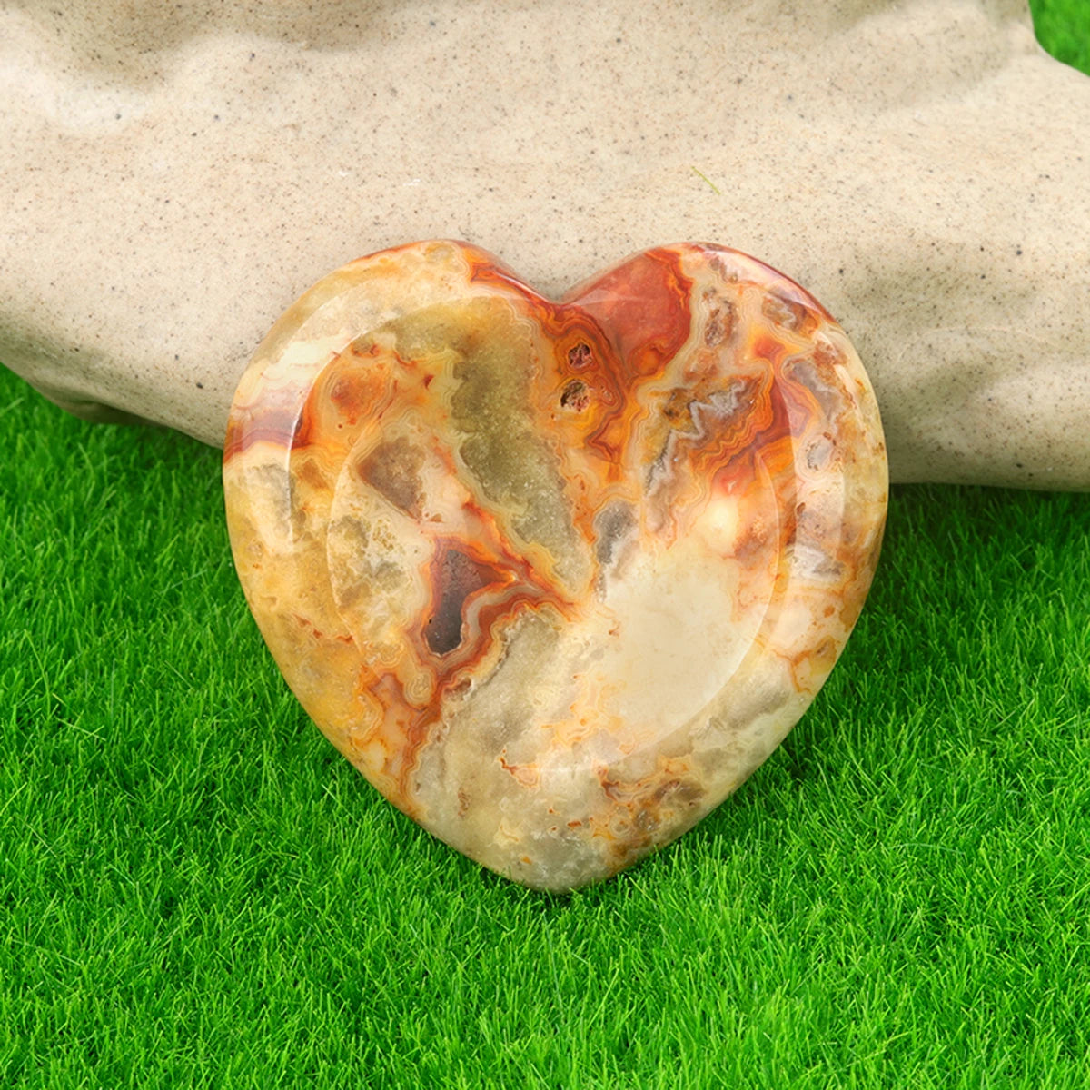 40mm Heart Crystal Worry Stone Palm Energy Therapy Reiki Healing Massage Quartz Meditation Pocket Gemstone Spiritual Thumb Flake