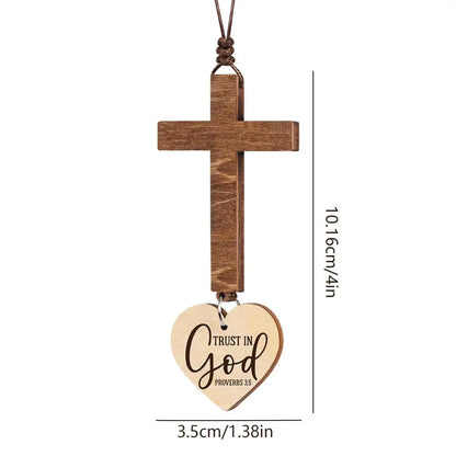 Christian Car Mirror Cross Pendant Jesus Bible Verse Ornament Hanging Decor for Women Men SUV Truck Vehicle Interior Rearview