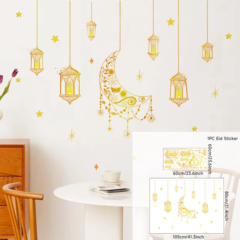 Eid Mubarak Wall Stickers Kareem Ramadan Decoration 2025 For Home Islamic Muslim Party Decor Mubarak Ramadan Window Sticker Gift