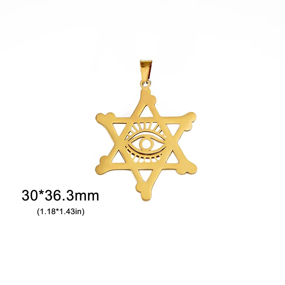 EUEAVAN 1pc Jewish Star of David Hexagram Pendant Stainless Steel Amulet Charms for Jewelry Making Necklace Supplies