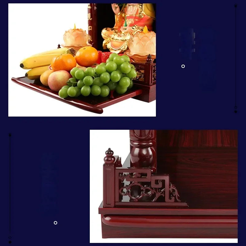 WallMounted Kitchen Shrine Wooden God Statue Altar Traditional Home Decor for Charity Hall & Spiritual Enshrinement