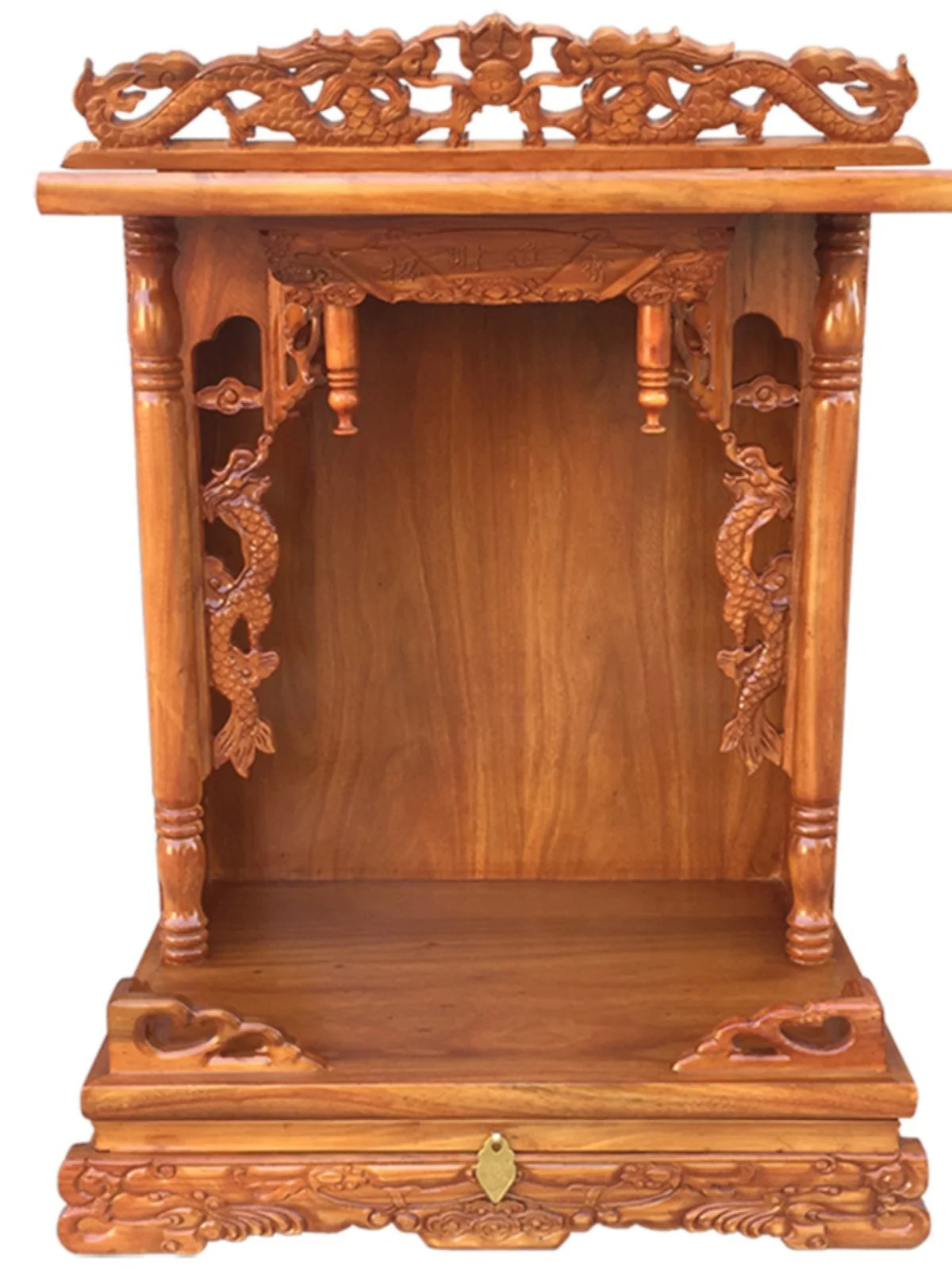 Standing Cabinet with Buddhist Nativity, Solid Wood, God of Wealth