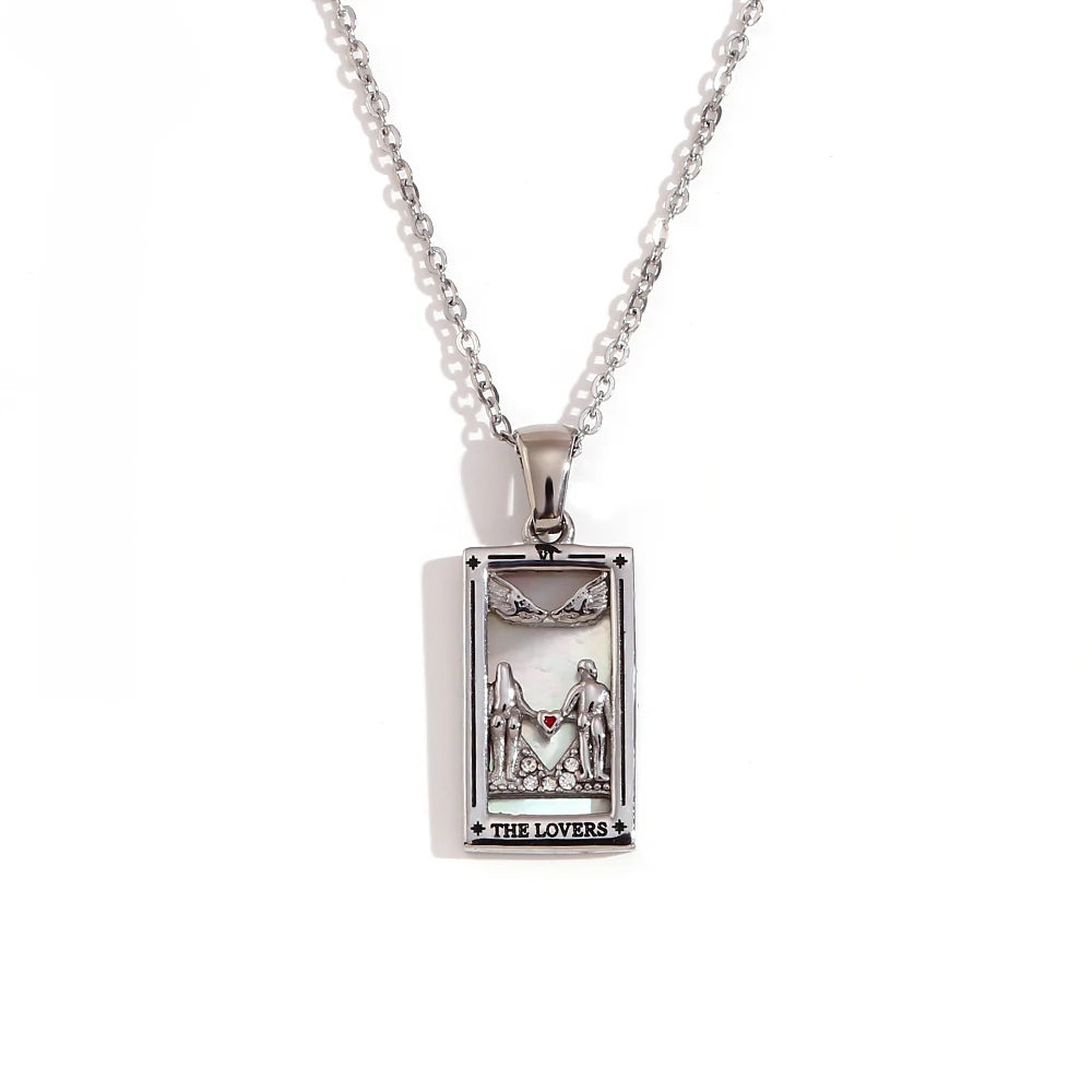 E.B.belle Original New Tarot Queen Lover Magician Moon Necklace Tarnish Free Stainless Steel Jewelry 18K Gold Plated Decoration