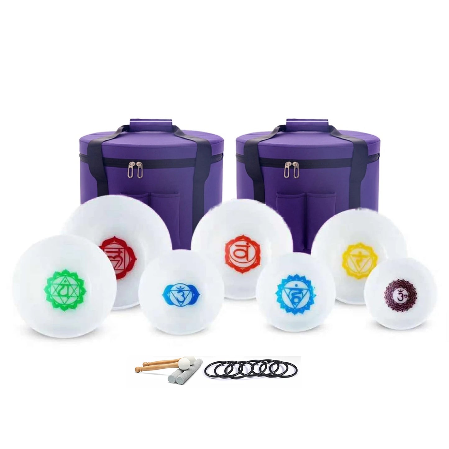 CDEFGAB Note 432 hz Crystal Singing Bowl Set of 7 pcs Quartz Sound Chakra Bowl Yoga Meditation Healing  with Carry Case