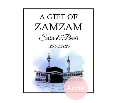 100pcs Custom A Gift Of Zam Zam Sticker Water Bottle Label Wedding Favours Hajj Umrah Mubarak Nikkah Adhesive Guest Gift Baptism