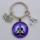 Indian Buddha Meditation 7 Chakra Mandala Psychedelic Yoga Glass Cabochon Keychain Ornament