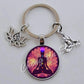 Indian Buddha Meditation 7 Chakra Mandala Psychedelic Yoga Glass Cabochon Keychain Ornament