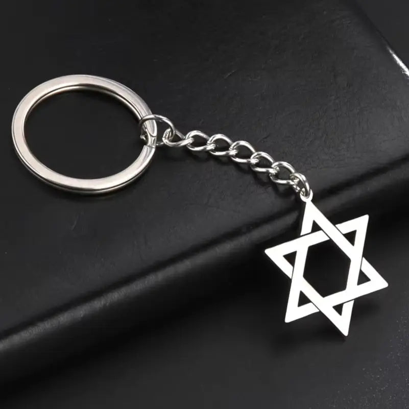 Lucktune Star Of David Hanukkah Menorah Keychain Stainless Steel Hexagram Candlestic Jewish Keyring Women Amulets Jewelry Gifts
