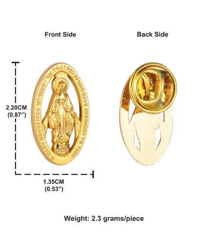 5Pcs Medalla Milagrosa Brooches Catholic Oval Hollow Our Lady Virgin Mary Lapel Pin Breastpin Jewelry Accessories Ornaments