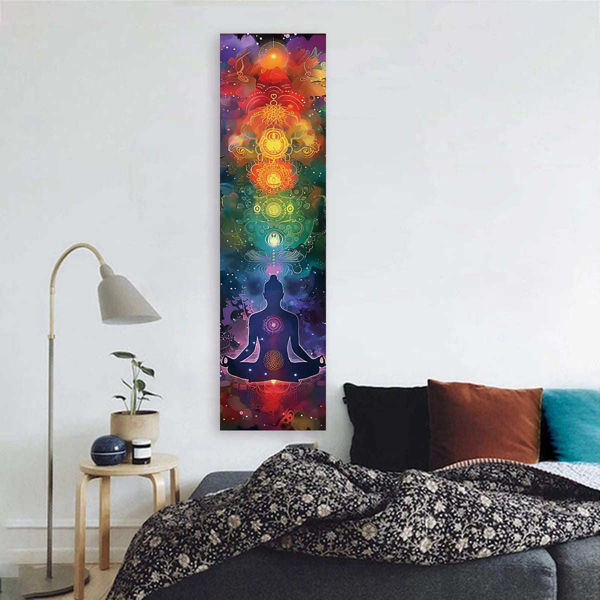 Bohemian Chakra Meditation Vertical Tapestry Colorful Mandala Rainbow Tapestry Wall Hanging For Living Room Aesthetic Tapestry