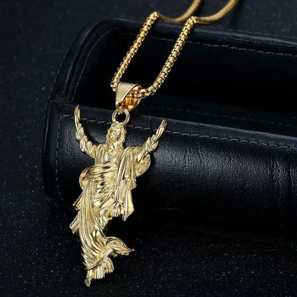 Vintage Jesus Pendant Necklace Stainless Steel Christian Religious Jewelry Hip Hop Religious Jewelry Gifts Wholesale For Unisex