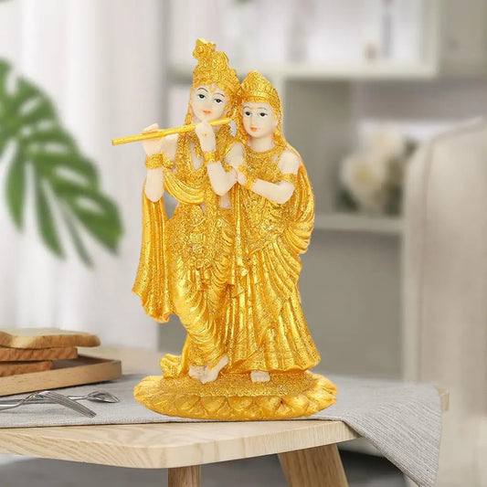 Lord Radha Krishna Buddha Statue Playing Flute Indian Sculptures Figurines Ornaments Home Garden Buddha Decoration Statues