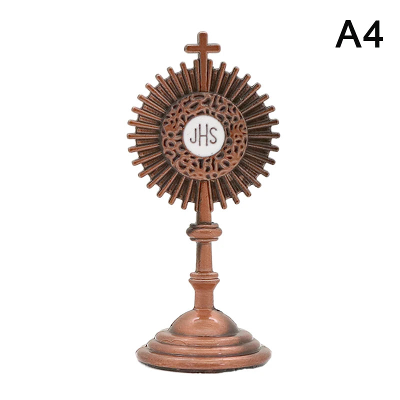 1PC Antique Carved Incense Burner Cross Decoration Church Chapel Ornaments Prayer Religious Home Worship Supplies red or white