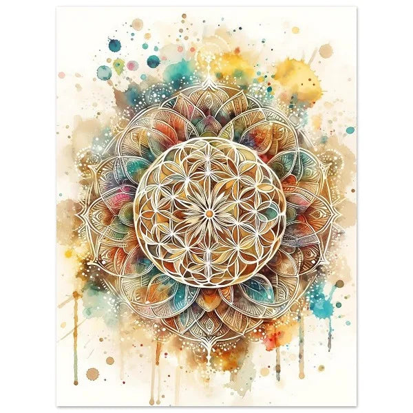 Boho Flower of Life Meditation Poster Positive Energy Sacred Geometry Canvas Painting Spiritual Wall Art Living Room Home Decor