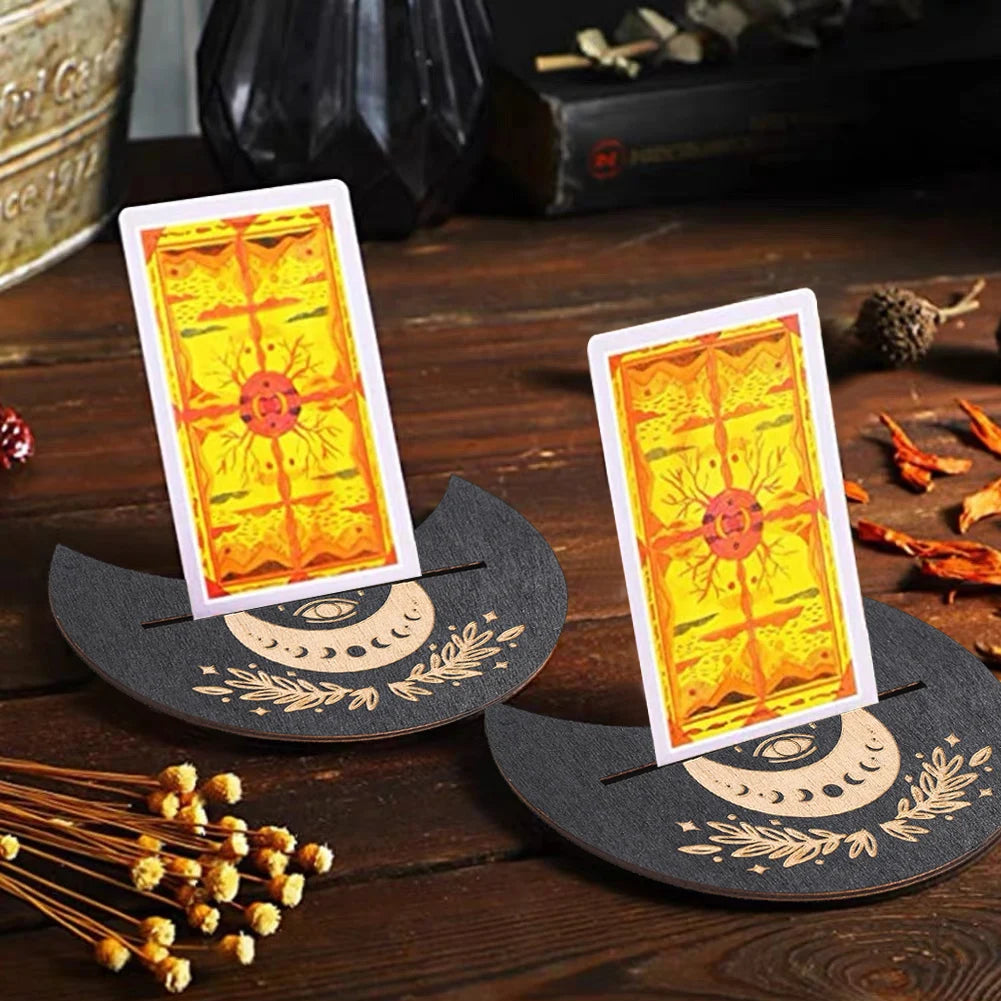 2pcs/set Wooden Tarot Card Display Stand Holder Sun Moon Phase Altar Base Witchcraft Magical Ritual Divination Meditation Tools