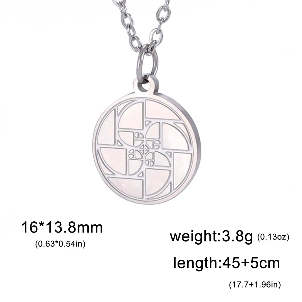 Dawapara Fibonacci Spiral Necklace Sacred Geometry The Golden Ratio Pendant Stainless Steel Jewelry Valentine's Day Gift