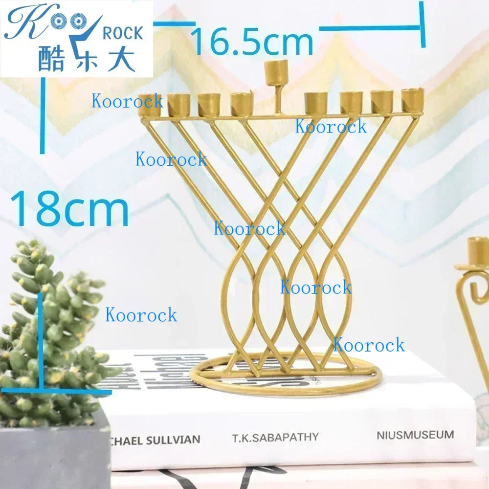 Hanukkah party iron craft decorations, Sabbath gift Chankiah Menorah, 9 lamp Judaica candle holders,