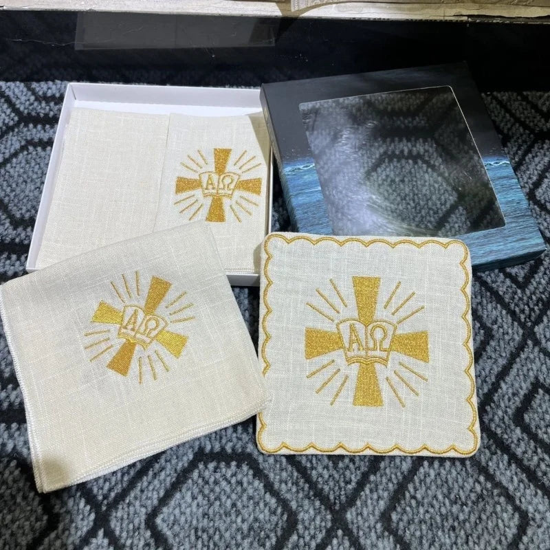 Nine Fold Cloth Father Mass Liturgy Chalice Coaster Gauze Embroidery Pall Corporal Saran Wrap Catholicism Ceremony Supplies