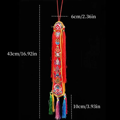 Tibetan Banner Ribbons,Colorful Brocade Buddhist Hall Decorative,Auspicious Cloud Embroidered Sutra Hanging Flags,Buddhist Item