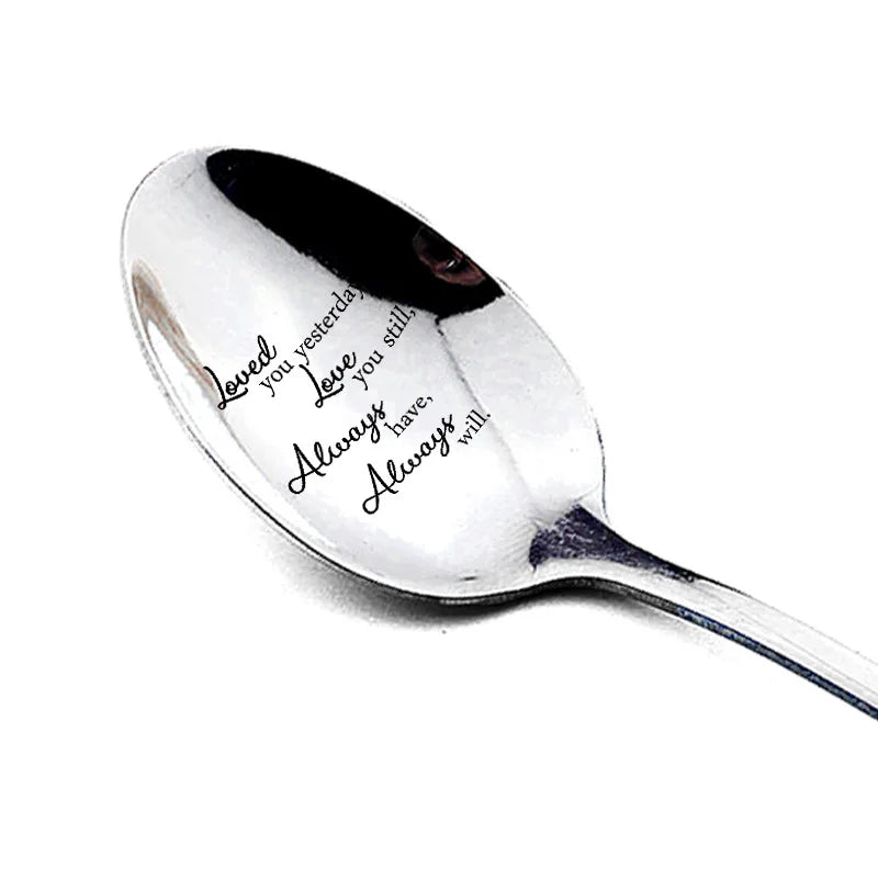 1Pcs 2024 Years I Love You Anniversary Valentines Day Gift for Boyfriend Girlfriend Stainless Steel Spoon Birthday Wedding Gifts