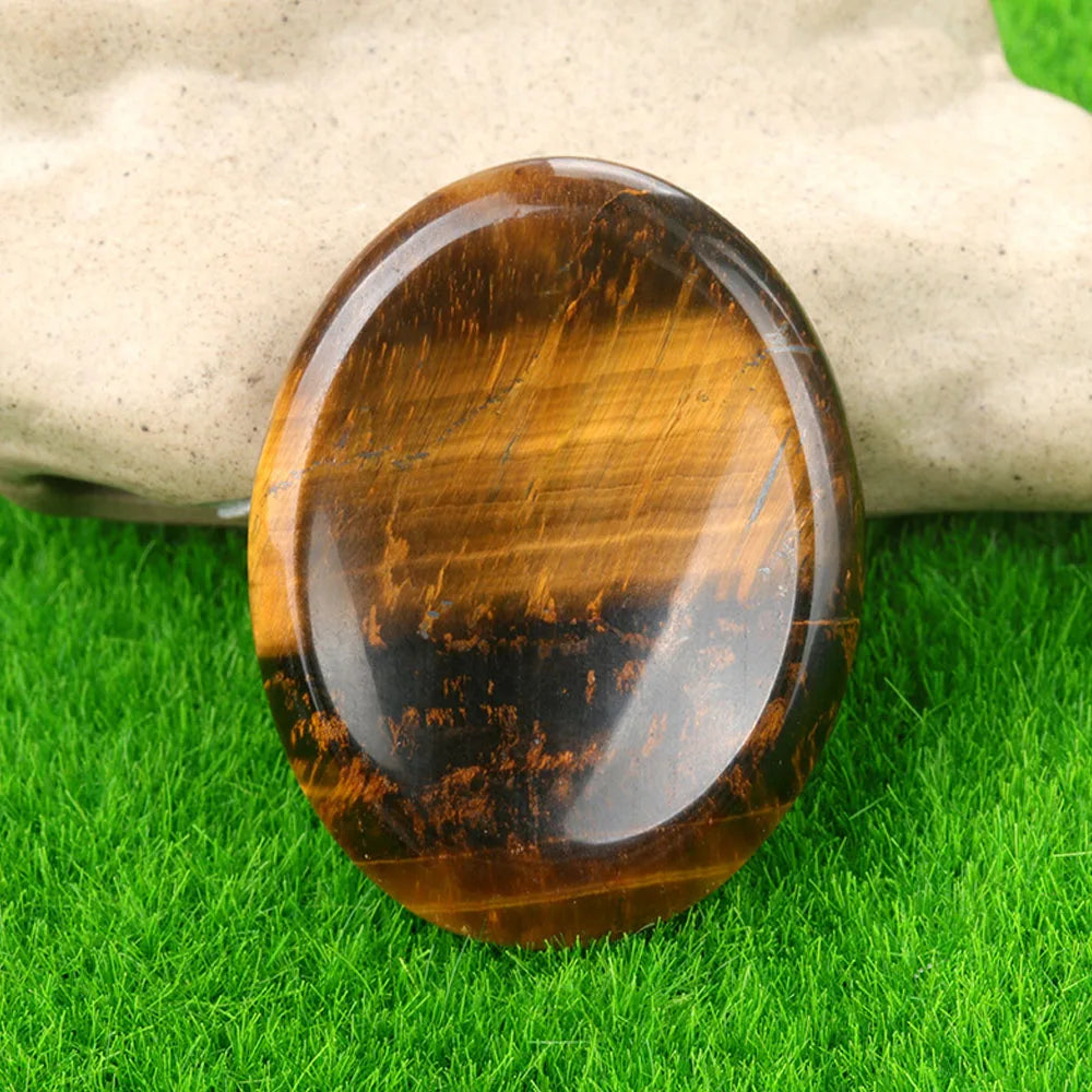 1pc 45x35mm Oval Worrystone Natural Crystal Amethysts Agate Massage Thumbtack Stone Forgetting Stone Jewelry Accessories Gifts