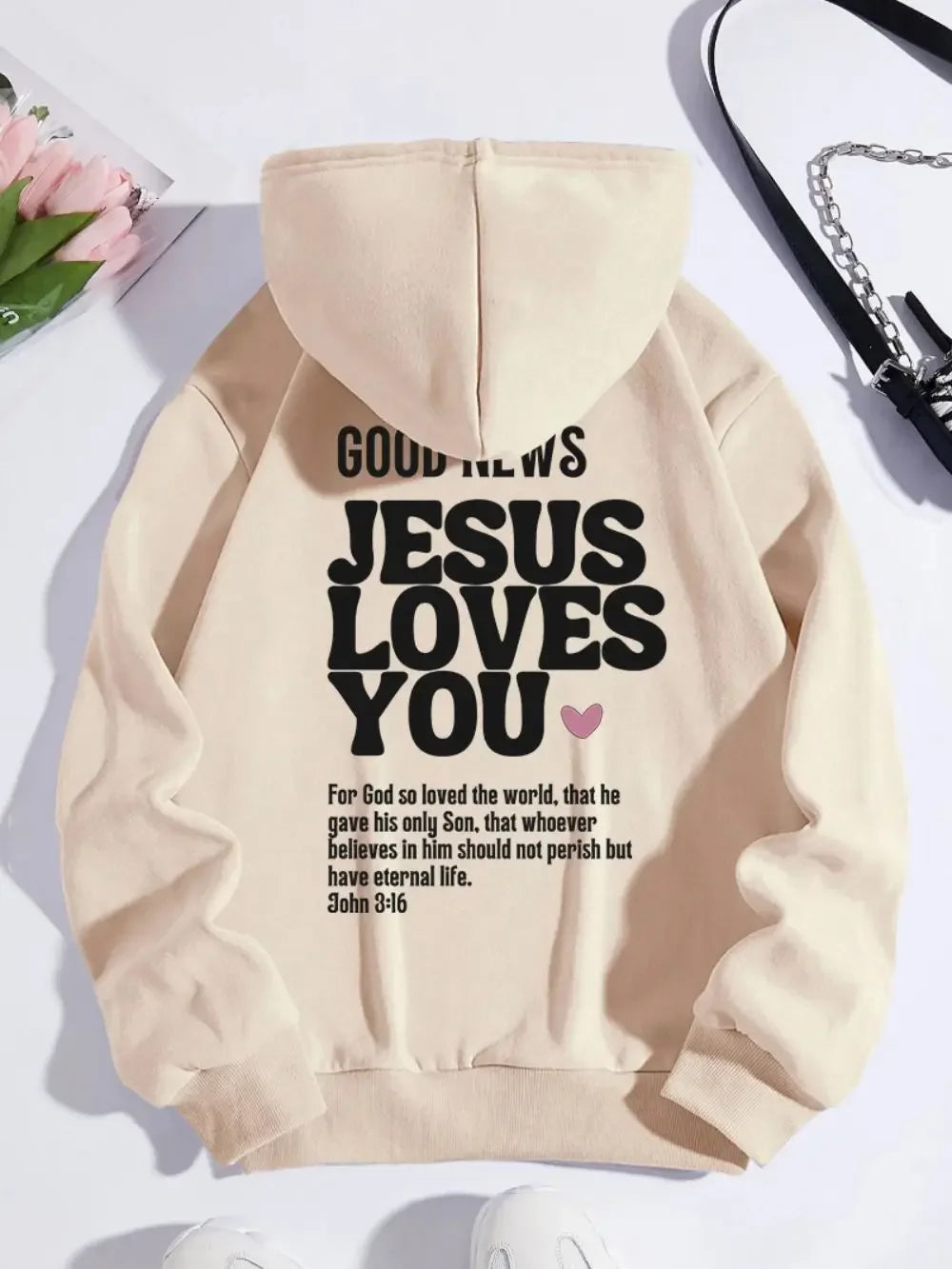 Good news! Jesus loves you casual and fashionable streetwear Hoodies for  women in autumn and winter