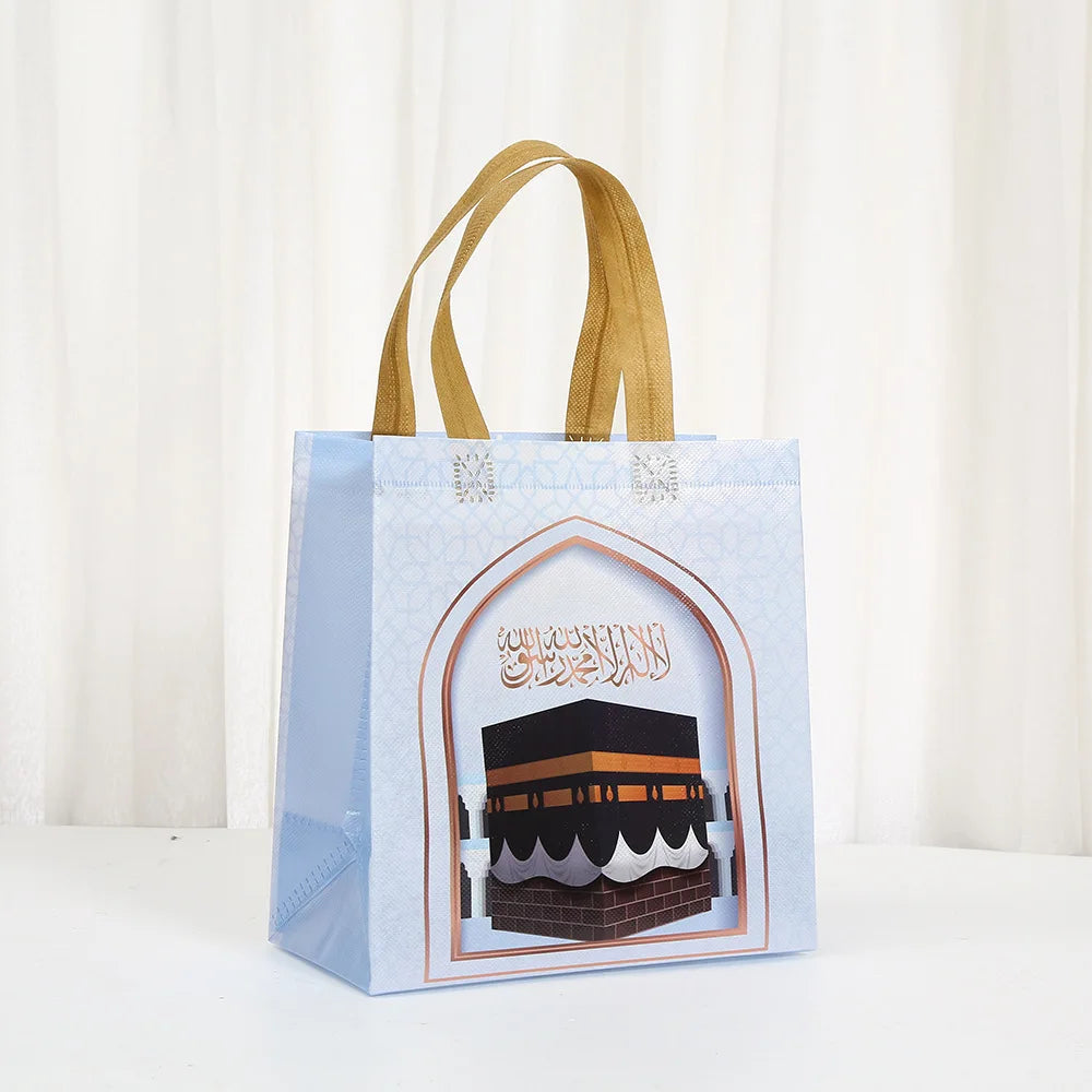 16/4Pcs Umrah Gift Bag with Handle Eid Mubarak Cookie Candy Packaging Bag Box Muslim Islamic Festival Party Decor Supplies
