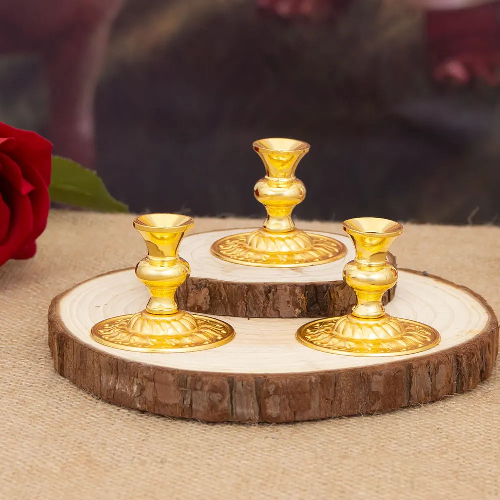 HTISOK Golden Church Candle Holder Home Altar Church Decor Religious Gift Sacred Candle Stand Christian Tabletop Accessory