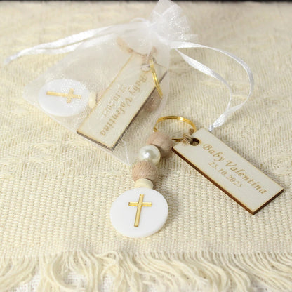 Personalized Cross Kecyhain Baptism Favors for Guests, Custom First Communion Favors, Bautizo Recuerdos, Catholic Christening Bo