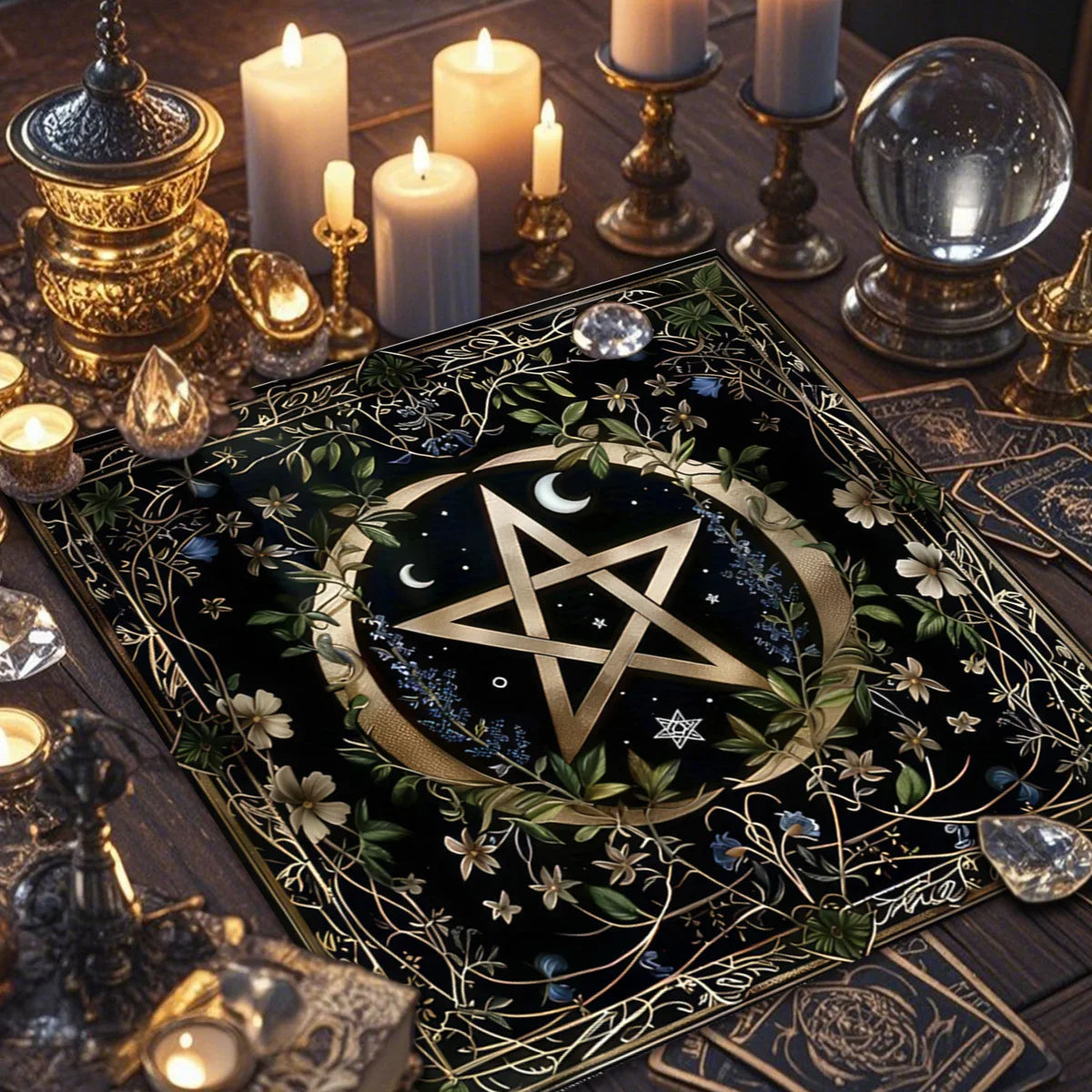 Gothic Decorative Tablecloth Tarot Tablecloth Tarot Enthusiast Astrology Ritual Cloth Polyester Altar Decorative Pad