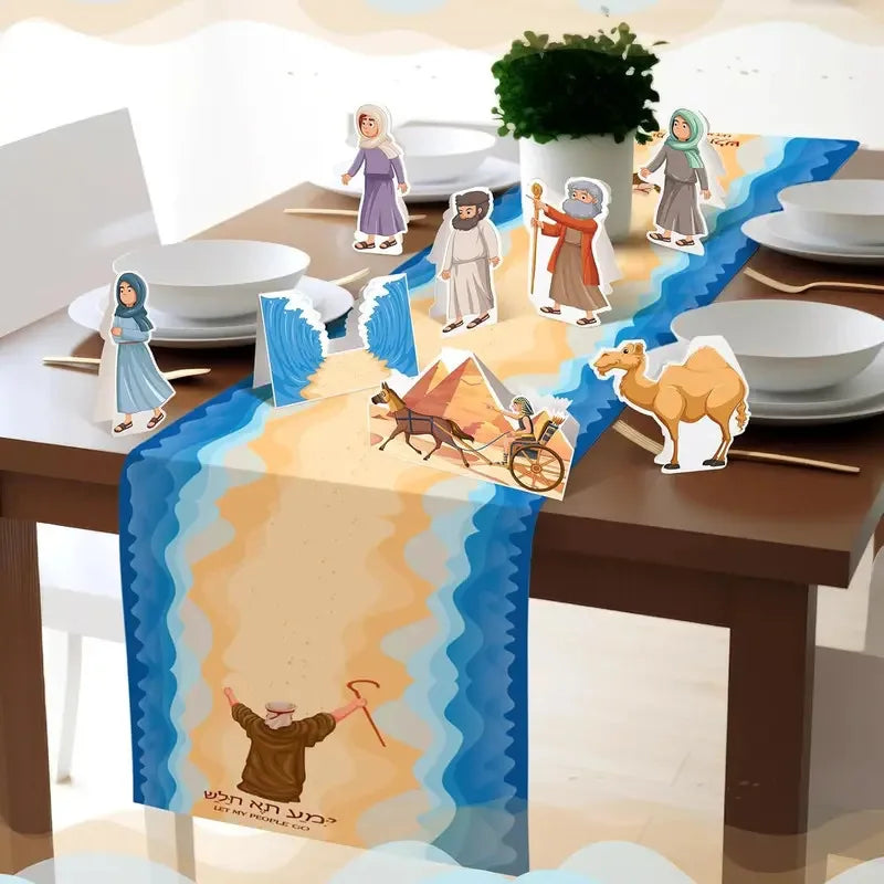 VIKAMA Passover Tablecloth Jewish holiday decoration, suitable for Passover Seder ceremonies, featuring Star of David motif