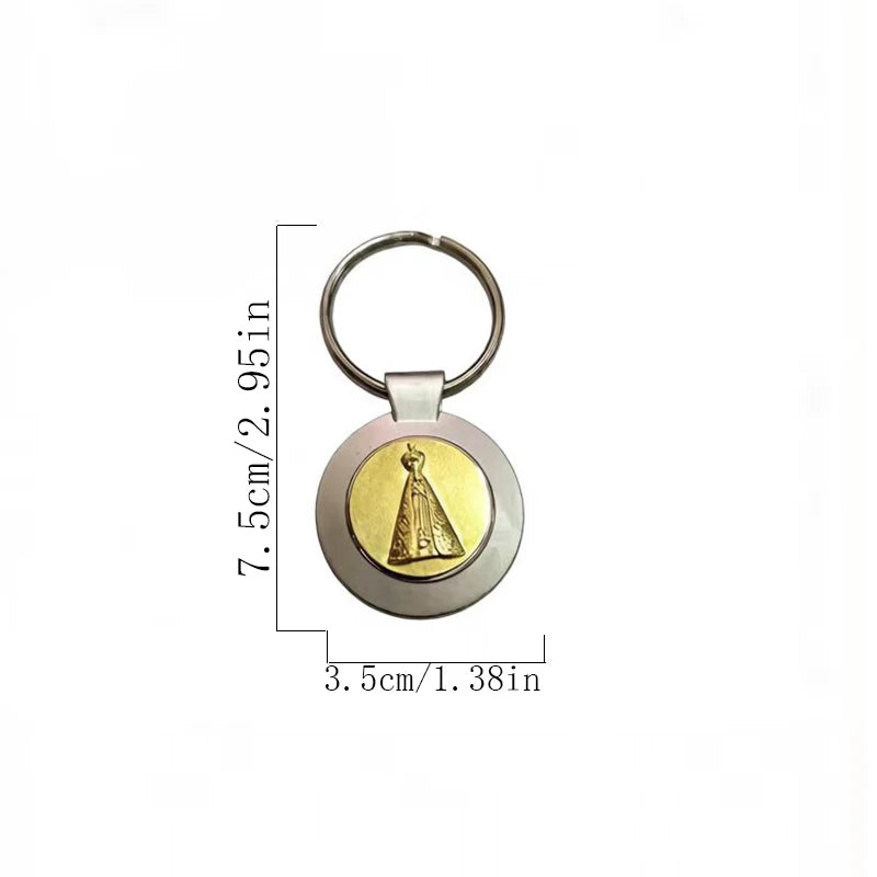 Gold Silver Plated Catholic Virgin Mary Keychain Set Religious Key Ring for Car Keys Faith Gift for Men Women Christian Devotion