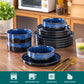 vancasso 12/24/36Piece Dinner set Black Blue Reactive Glaze Vertical edge Dinnerware set with 4PCS Dinner Plate/ Dessert/Bowl