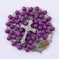 Blue Rosary Necklace For Women Men 6MM Wooden Prayer Beads Long Chain Religious Virgin Mary Cross Pendant Men Party Jewelry Gift
