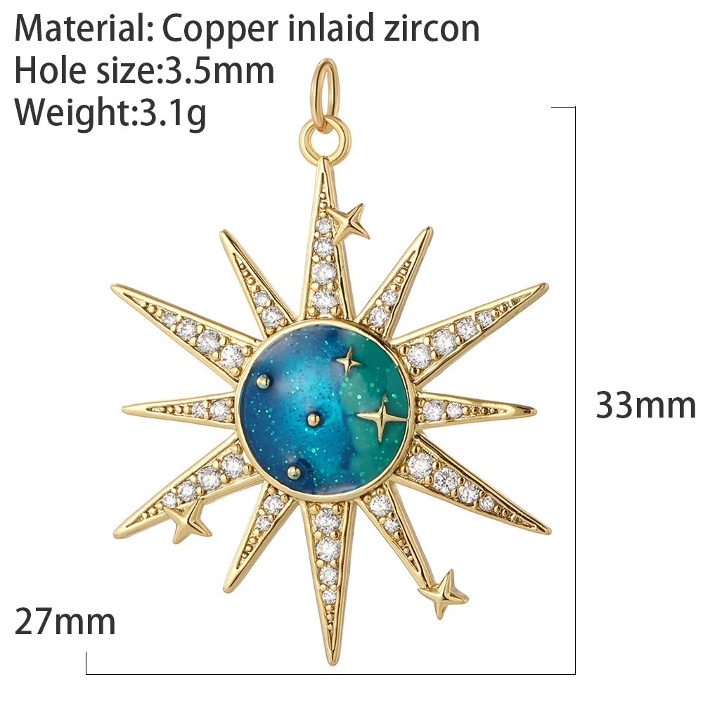 Bohemian Star Sun Moon Charms for Jewelry Making Cute Enamel Planet Gold Color Diy Earrings Necklace Bracelet High Quality