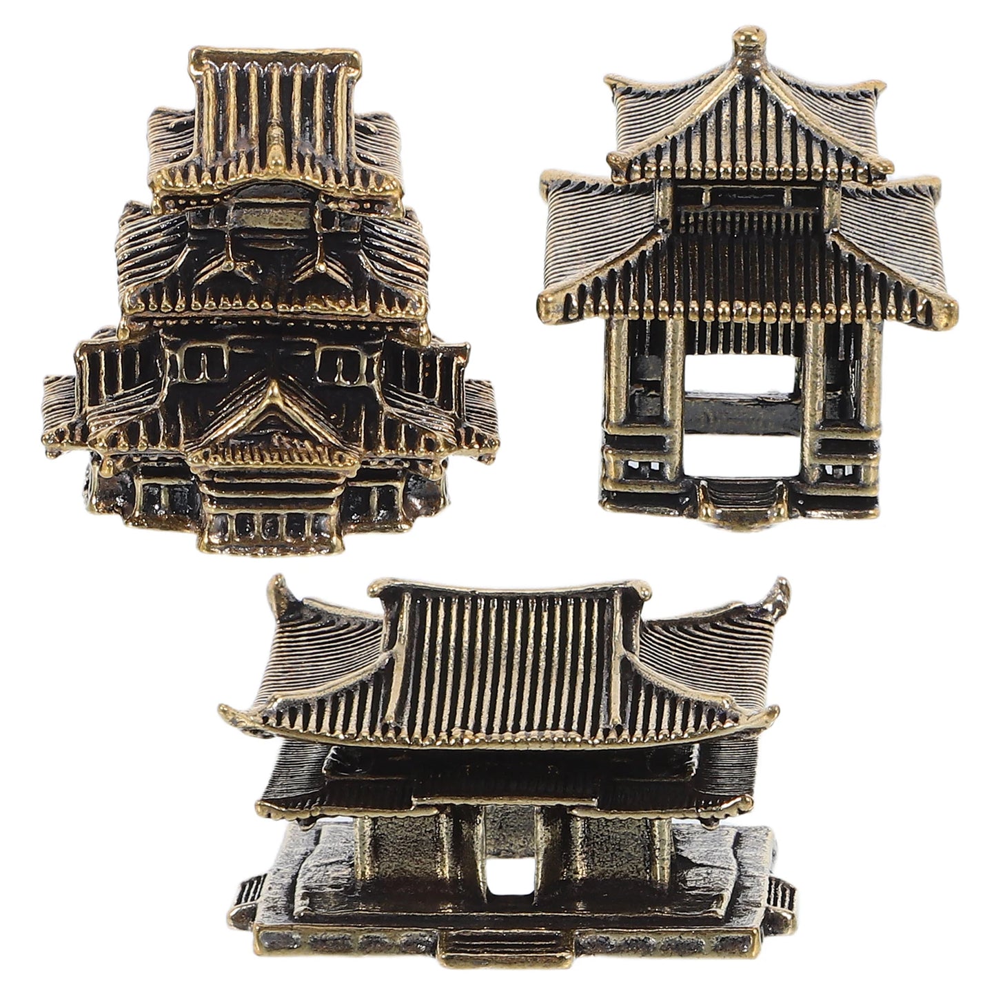 3pcs Brass Tiny Pagoda Model Zen Garden Decor Miniature Asian Ornaments For Aquarium Landscaping Japanese Style Lantern