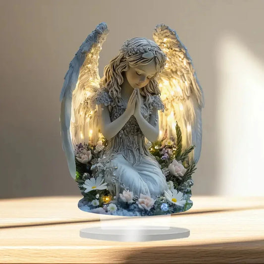 Radiant Praying Angel Statue  A Calming And Warm Desktop Decoration The Perfect Gift For Your Home Office Or Cafe Decor