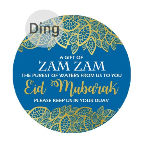 Personalised ZamZam Water Bottle Stickers Hajj Umrah Mubarak Eid Label Box Bag Seal Muslim Ramadan Kareem Celebration