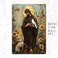 1pc 8x12" Vintage Aluminum Wall Art - Guadalupe Virgin Mary Retro Spanish Plaque, Golden Halo & Stars, Bohemian Style for Home
