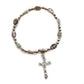 12PD Crystal Beads Stretch Rosary Bracelets with Crucifix Pendants Prayer Bracelets for Men Women Unisex Jewelry