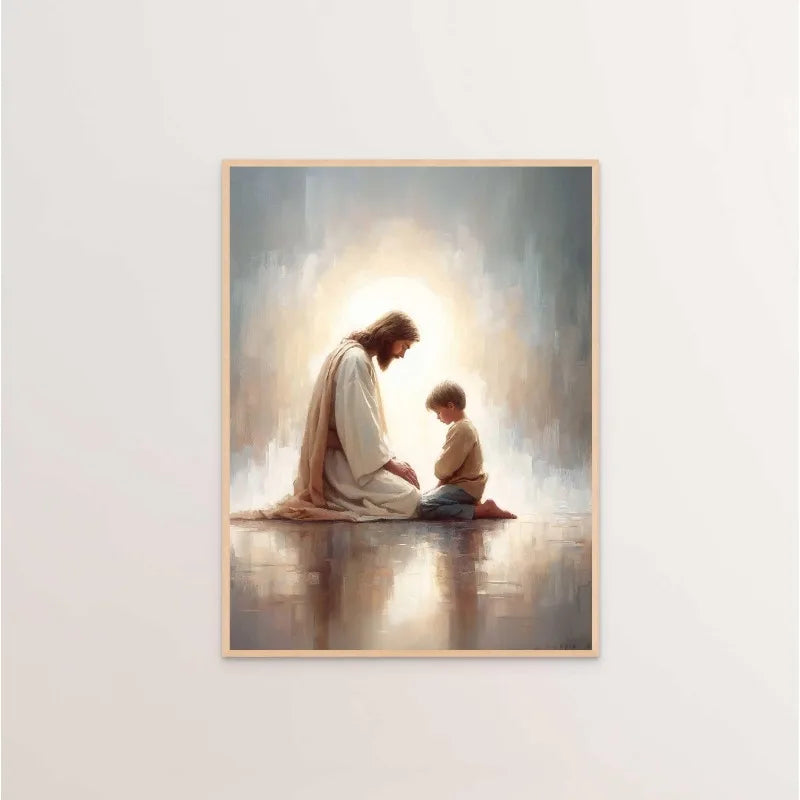 Modern Christian Believer Poster Jesus Praying Shepherd Bible Verse Easter Canvas Painting Wall Art for Kids Room Home Decor