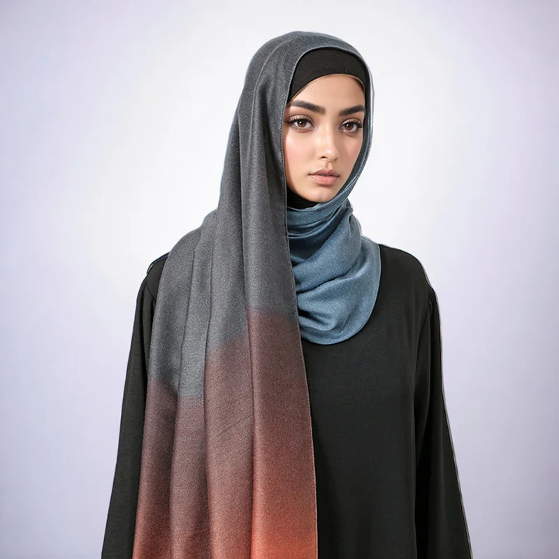 New Tie-dyed Cotton Hijabs For Women Scarf Plain Shawls Wrap Femme Musulman Ombre Viscose Headscarf Islam Turban Headband Scarf