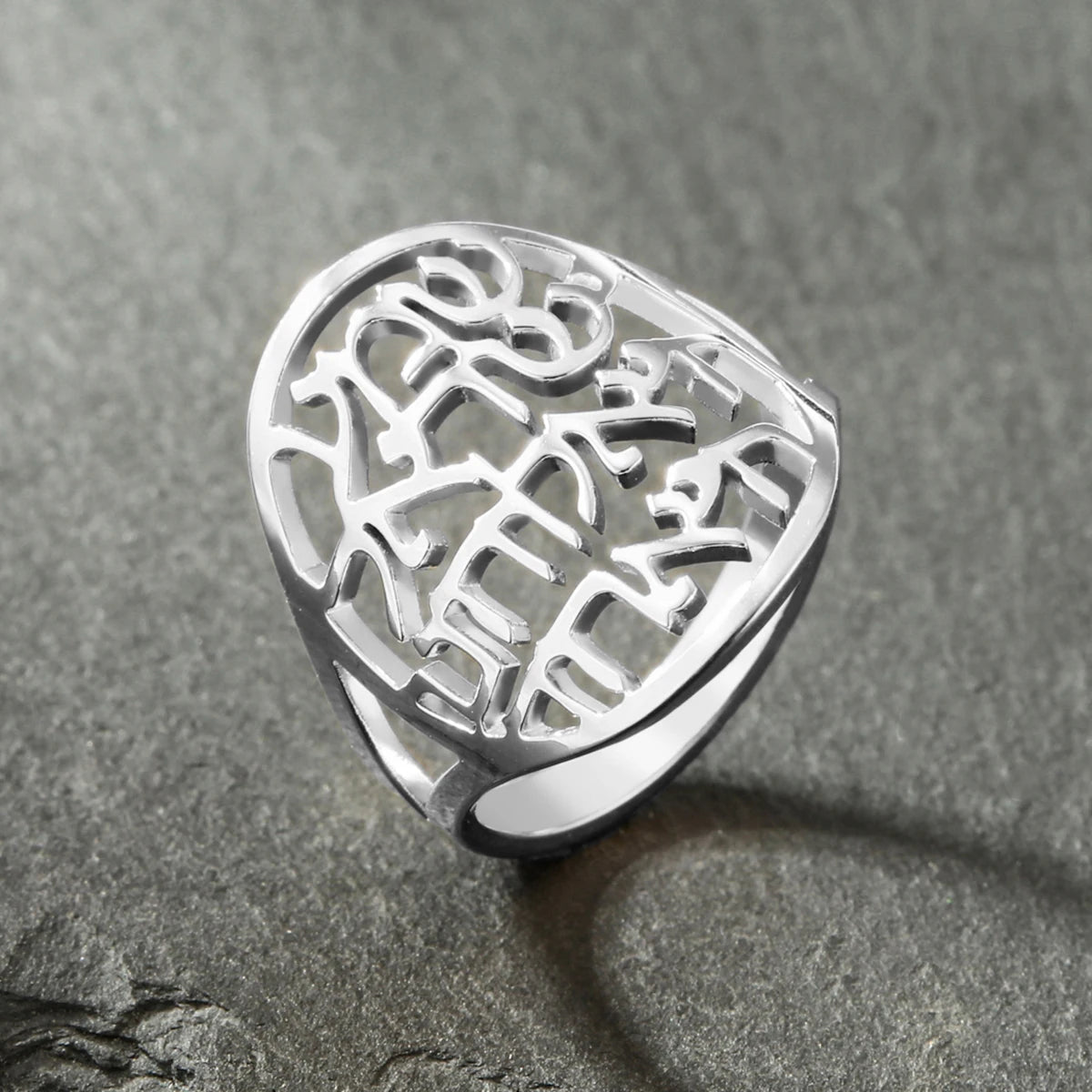 LIKGREAT Women Shema Ring Hebrew Kabbalah Jewish Faith Prayer Judaica Jewelry Religious Amulet Stainless Steel Gift